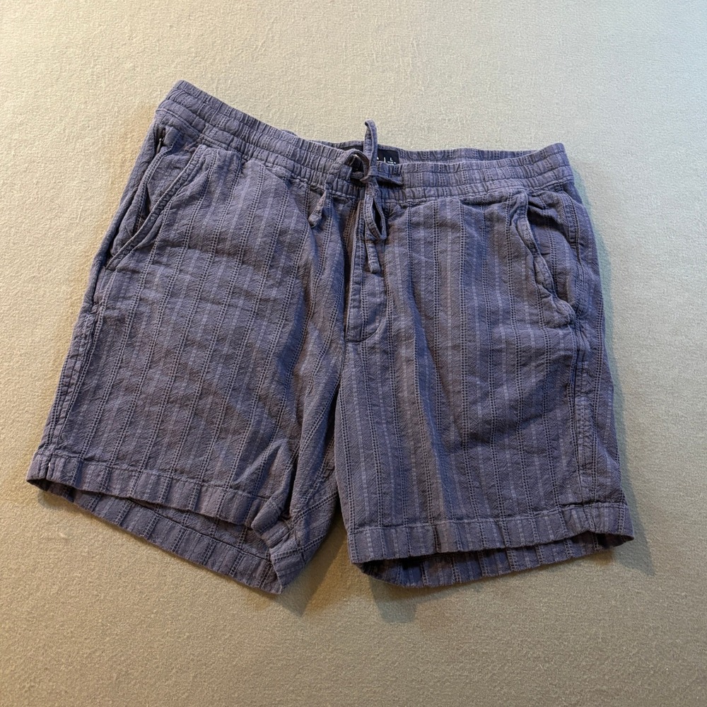 Abercrombie & Fitch Shorts Mens L Blue Striped Linen Blend Stretch Casual Summer